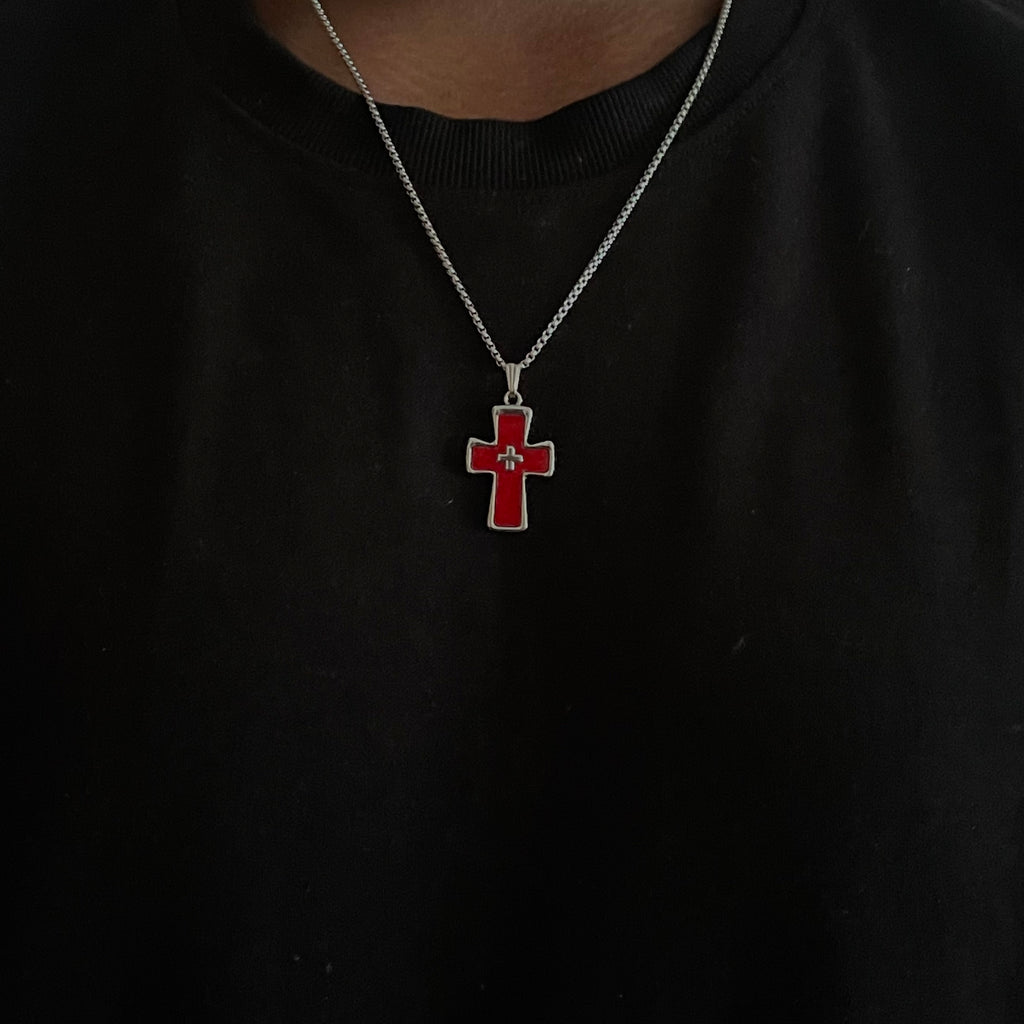 Deathcrux (red) - Gothic Cross Necklace