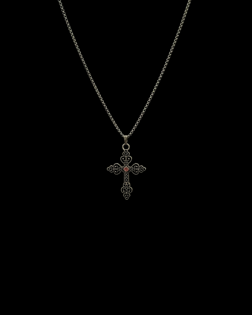 Ebonrose (pink) - Gothic Cross Necklace