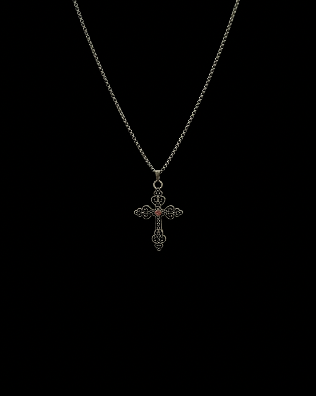 Ebonrose (pink) - Gothic Cross Necklace