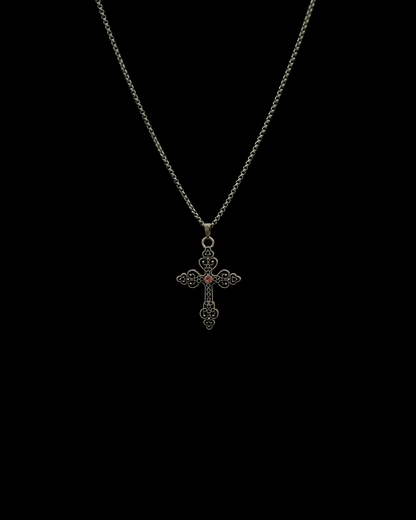 Ebonrose (pink) - Gothic Cross Necklace