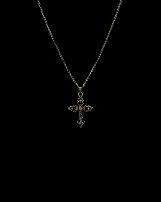 Ebonrose (pink) - Gothic Cross Necklace