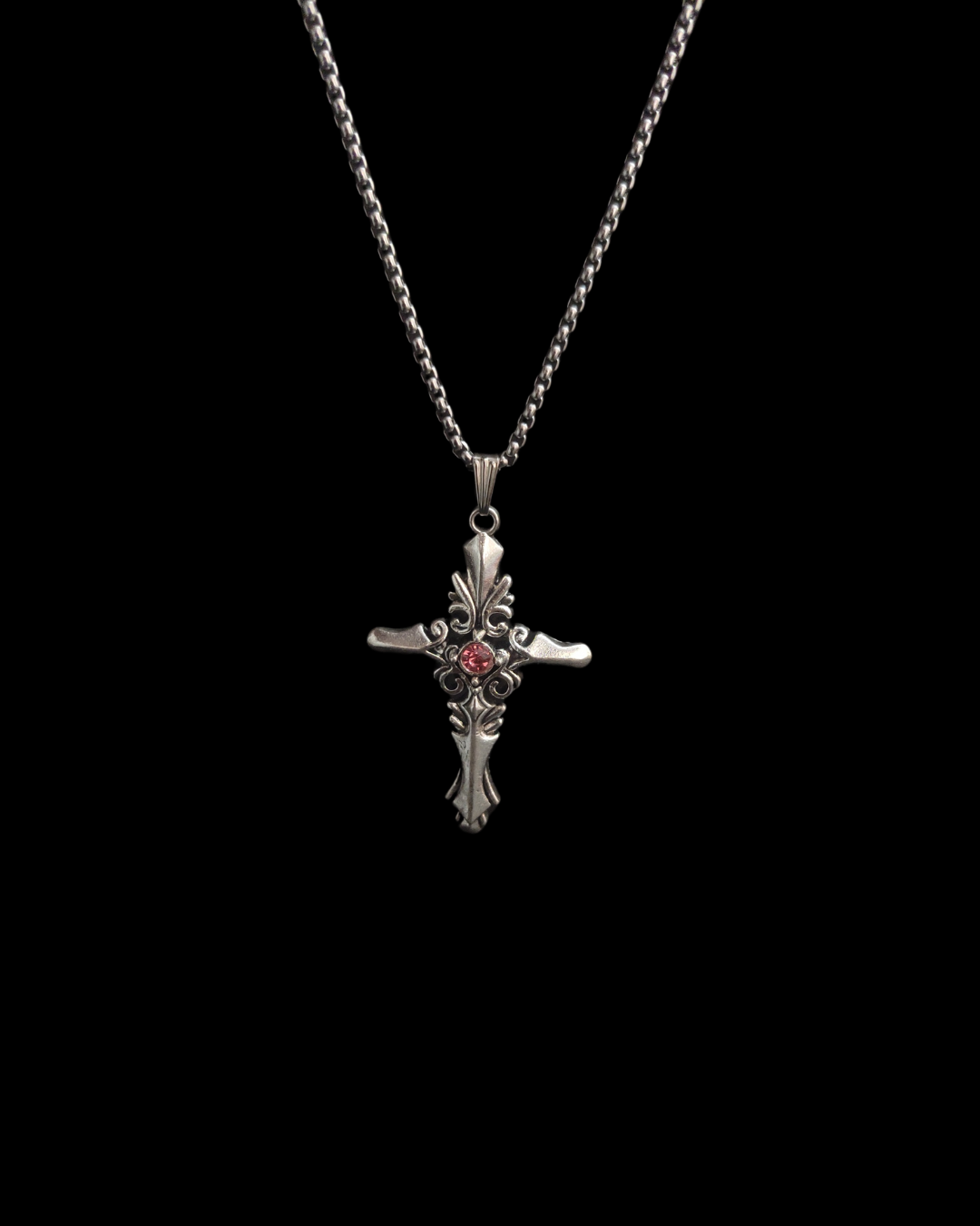 Ironthorn(pink) - Gothic Cross Necklace - Bloodysweetgothic