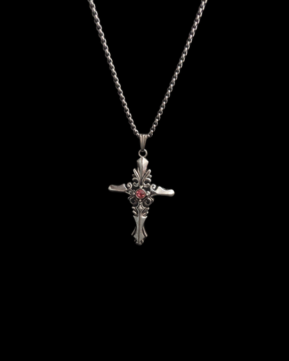 Ironthorn(pink) - Gothic Cross Necklace - Bloodysweetgothic