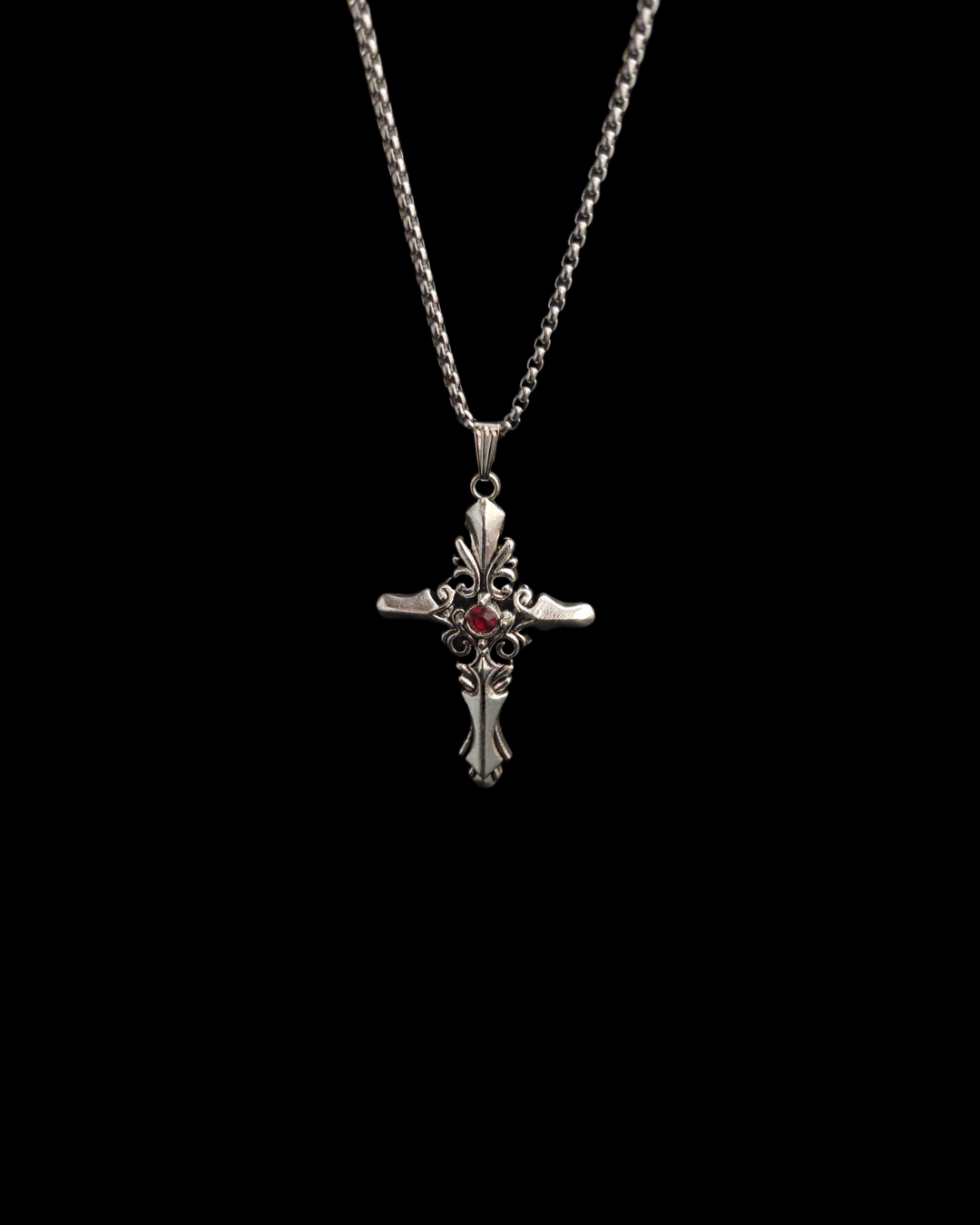 Ironthorn(red) - Gothic Cross Necklace - Bloodysweetgothic