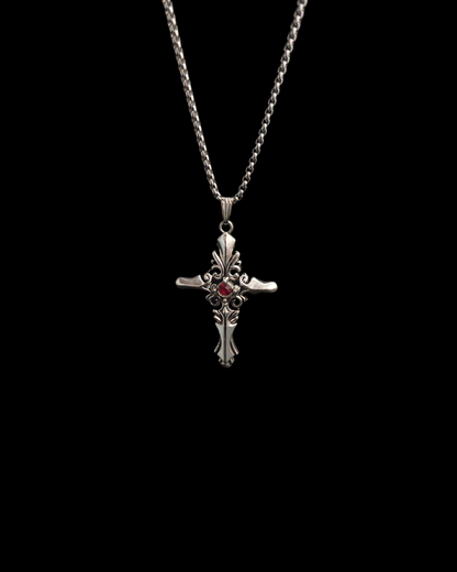 Ironthorn(red) - Gothic Cross Necklace - Bloodysweetgothic