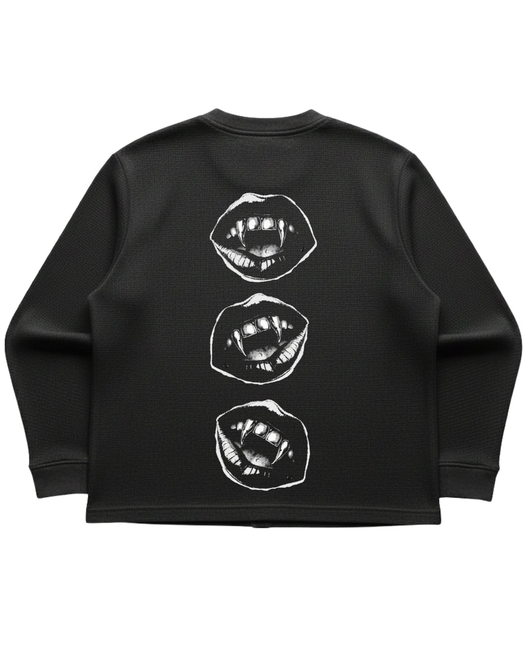 Black waffle knit oversized full-sleeve Back Design