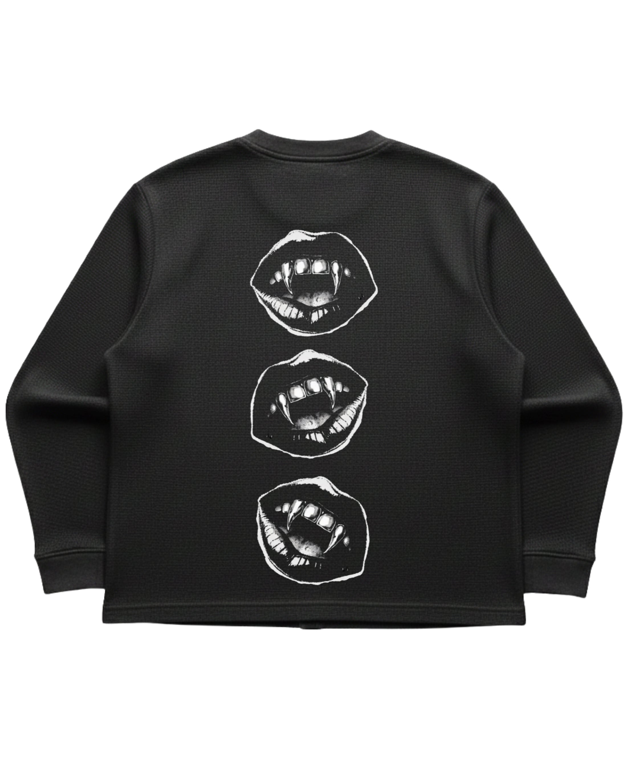 Black waffle knit oversized full-sleeve Back Design